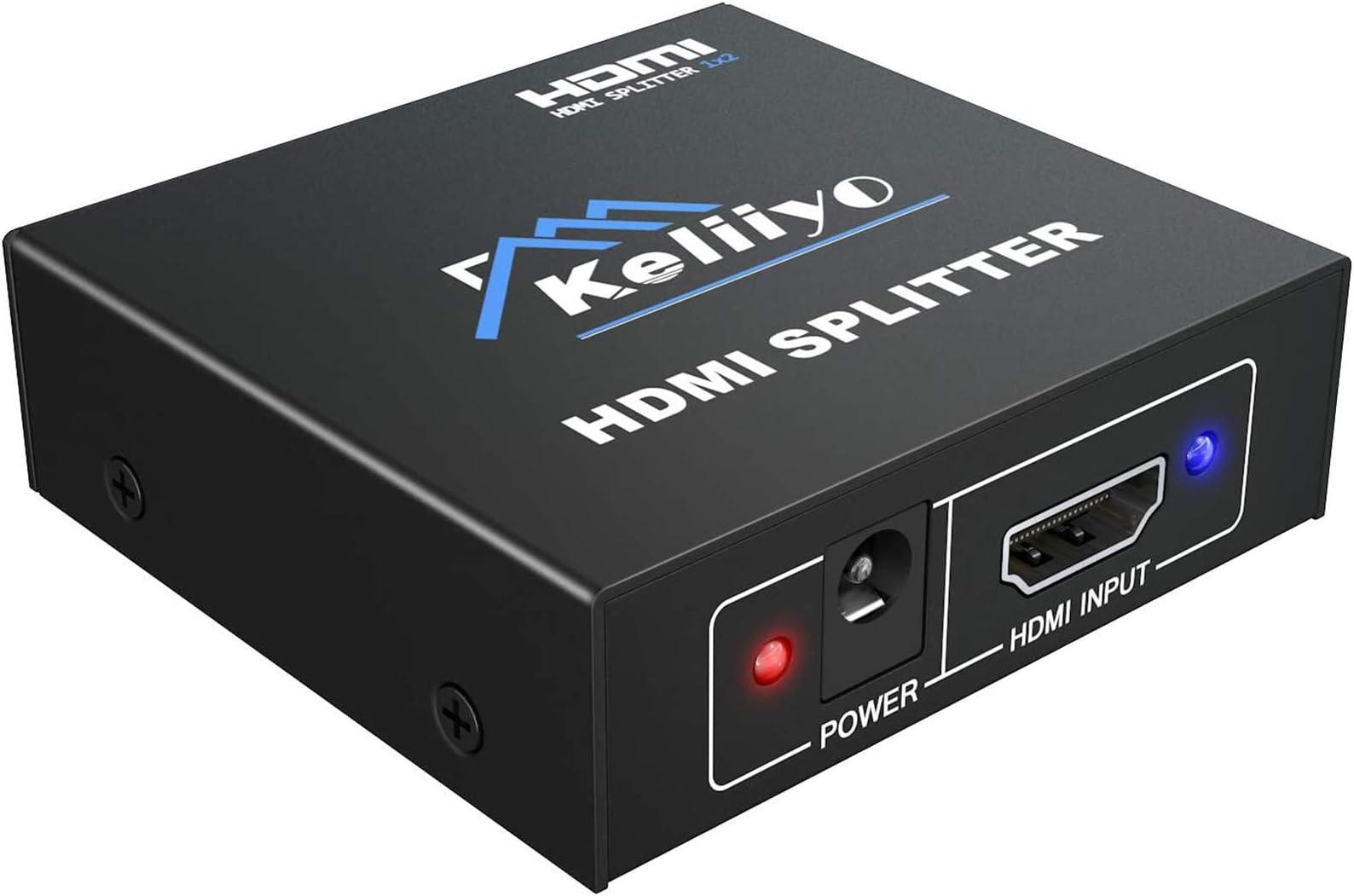 HDMI Splitter 1 In 2 Out, Keliiyo HDMI Splitter 4K Powered by AC Adapter, Supports 3D Full HD1080P, Compatible with Xbox PS3 PS4 Fire Stick Roku Blu-Ray Player HDTV - 1 Input To 2 Outputs