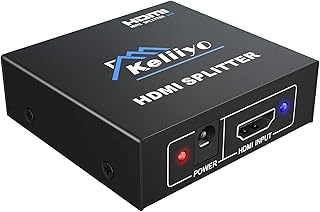 KELIIYO Hdmi Splitter 1X2 V1.4 4K Powered Hdmi Splitter 1 Input 2 Output Powered by AC Adapter,Supports 3D Full HD1080P, Compatible with Xbox PS3 PS4 Fire Stick Roku Blu-Ray Player (1 in to 2 Out)