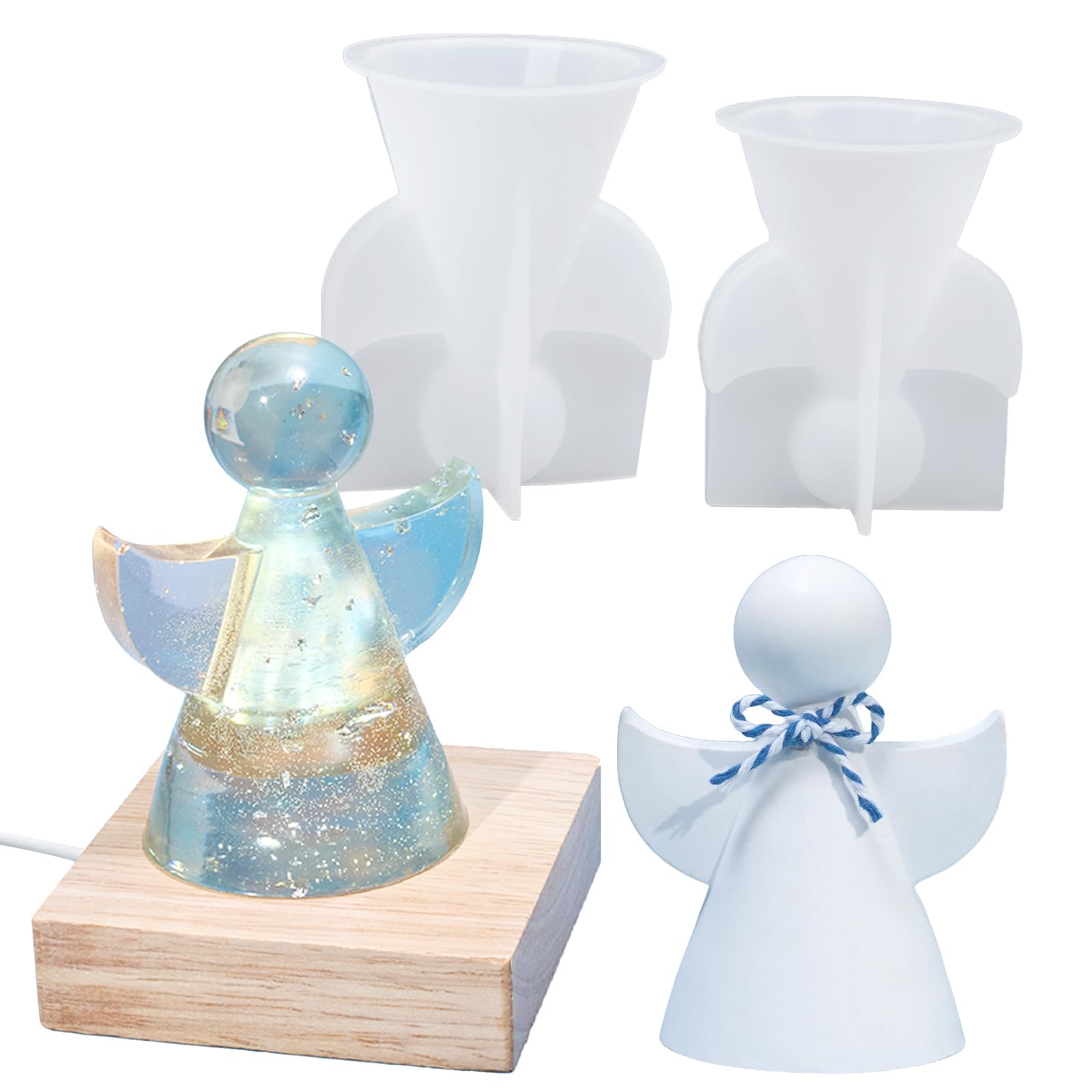 Angel Resin Molds Silicone Epoxy Resin Casting Mould 2 Pack Wing Angel Ornaments Epoxy Mold Handmade Candle Making Wax Molds DIY Christmas Craft Gift Plaster Moulds Home Art Decoration