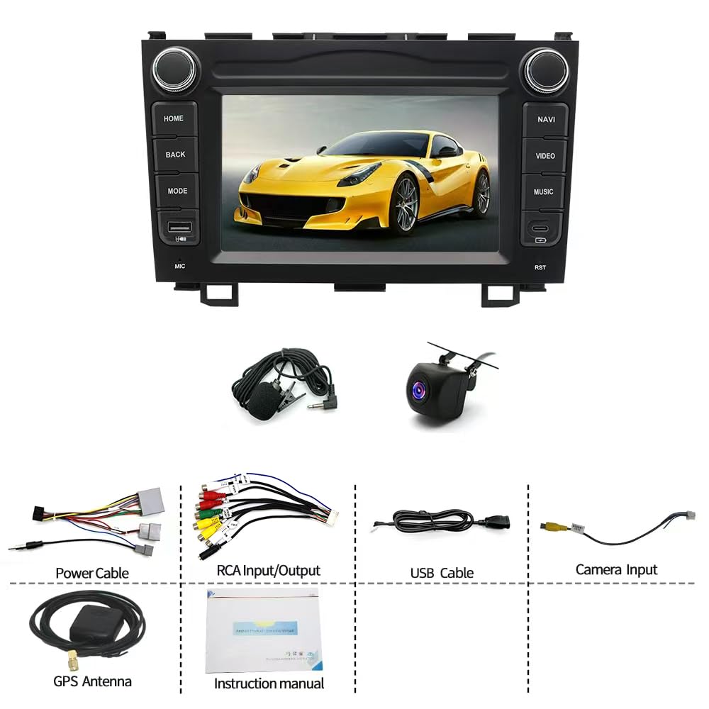 4+64G Radio samochodowe do Honda CRV 2007 2008 2009 2010 2011 with kabellosem Carplay Android Head Unit Radio 7"Touchscreen 2 Din Radio Android 14 GPS Navi Bluetooth FM/RDS Kamera cofania