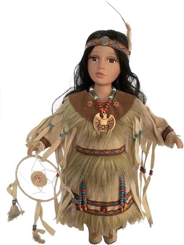 KINNEX COLLECTIONS SINCE 1997 16" Collectible Native American Indian Porcelain Doll (MANIK) D16753