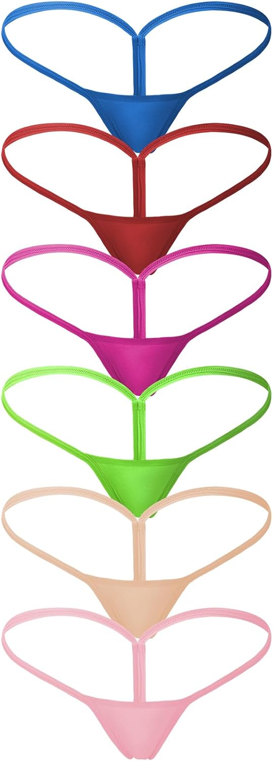 sosusu Cotton Underwear G-string Thong for Women Micro Sexy Ladies Panties Comfortable Stretch Low Rise 6 Pack