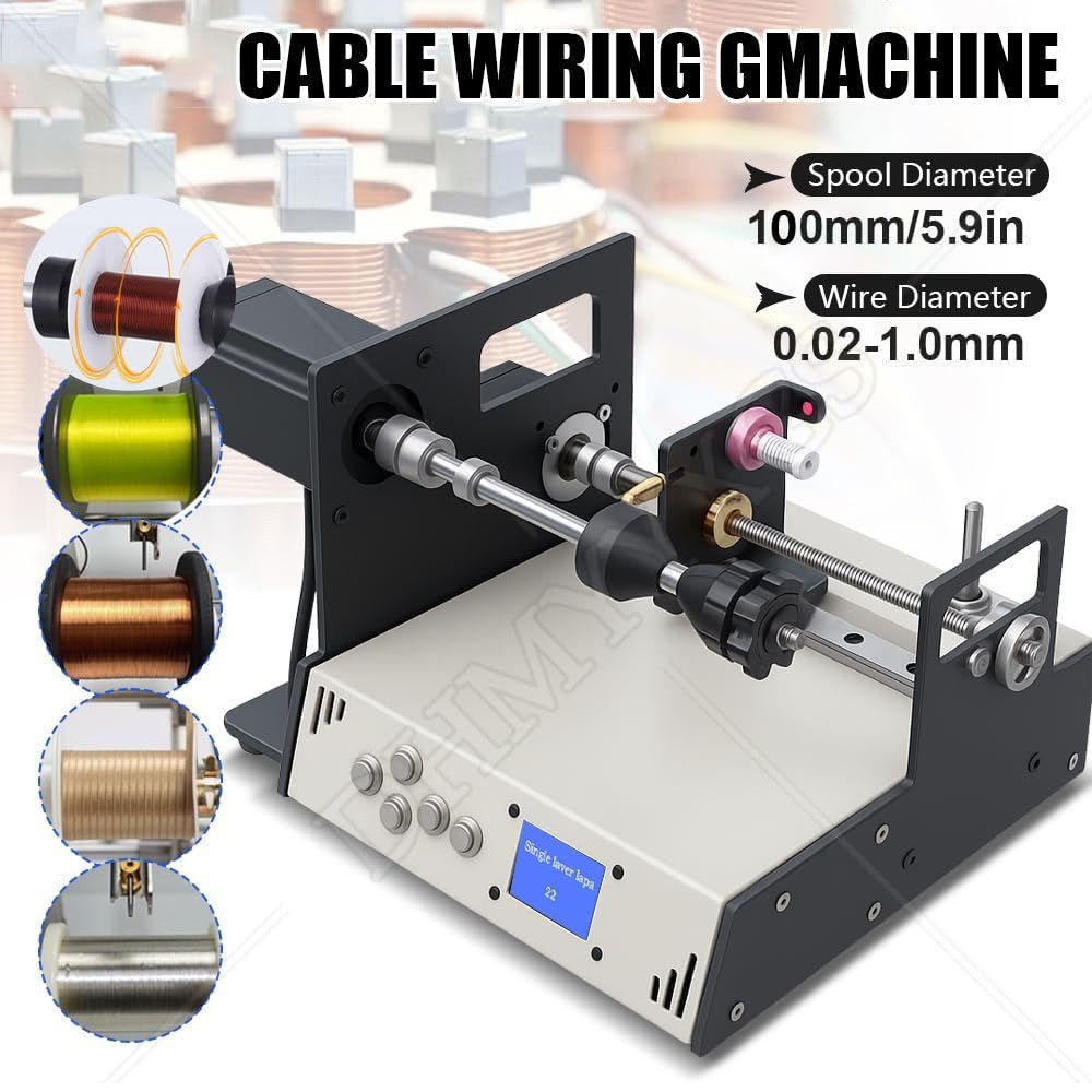 Máquina automática de cableado de cable, bobinadora de bobina para línea de pesca, bobinado de precisión con precisión de paso de alambre automático ± 0,01 mm, ideal para proyectos de pesca y