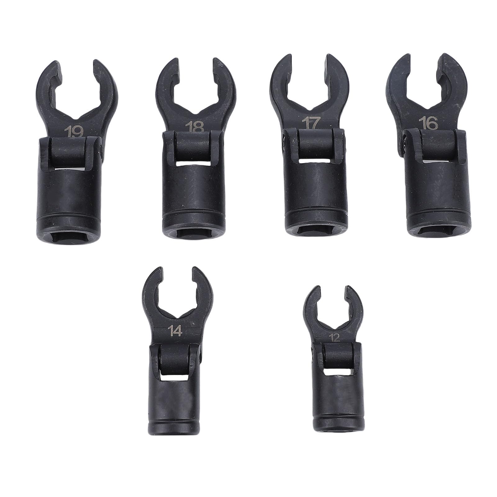 FILFEEL Juego de 6 Llaves de Pie de Cuervos – Llaves de Tubo de Línea de con Cabeza Flexible de 180° con Apertura de 6 Puntos para Accionamiento de /2” y 3/8” – Inyector de Tubo de Freno Automotriz