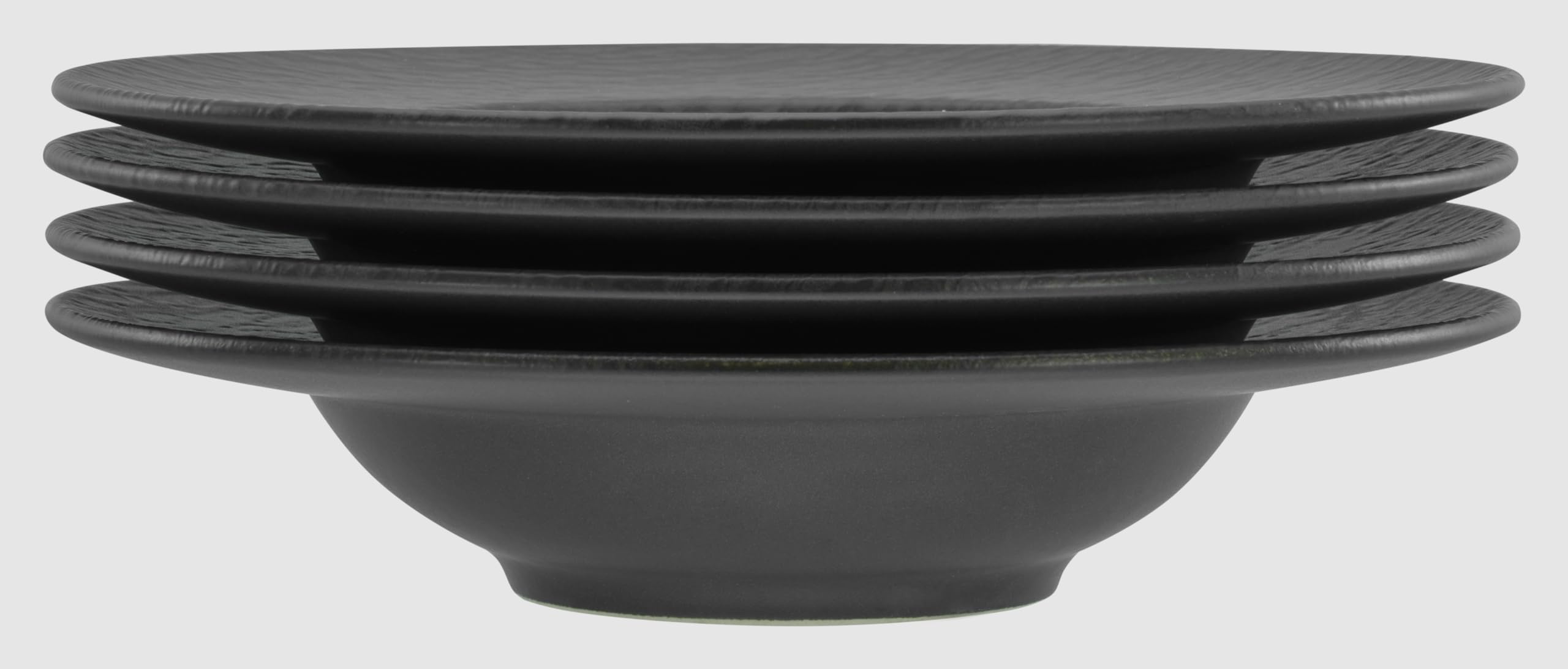CreaTable, 21822, Serie Schiefer black, 4-teiliges Geschirrset, Teller Set aus Steinzeug