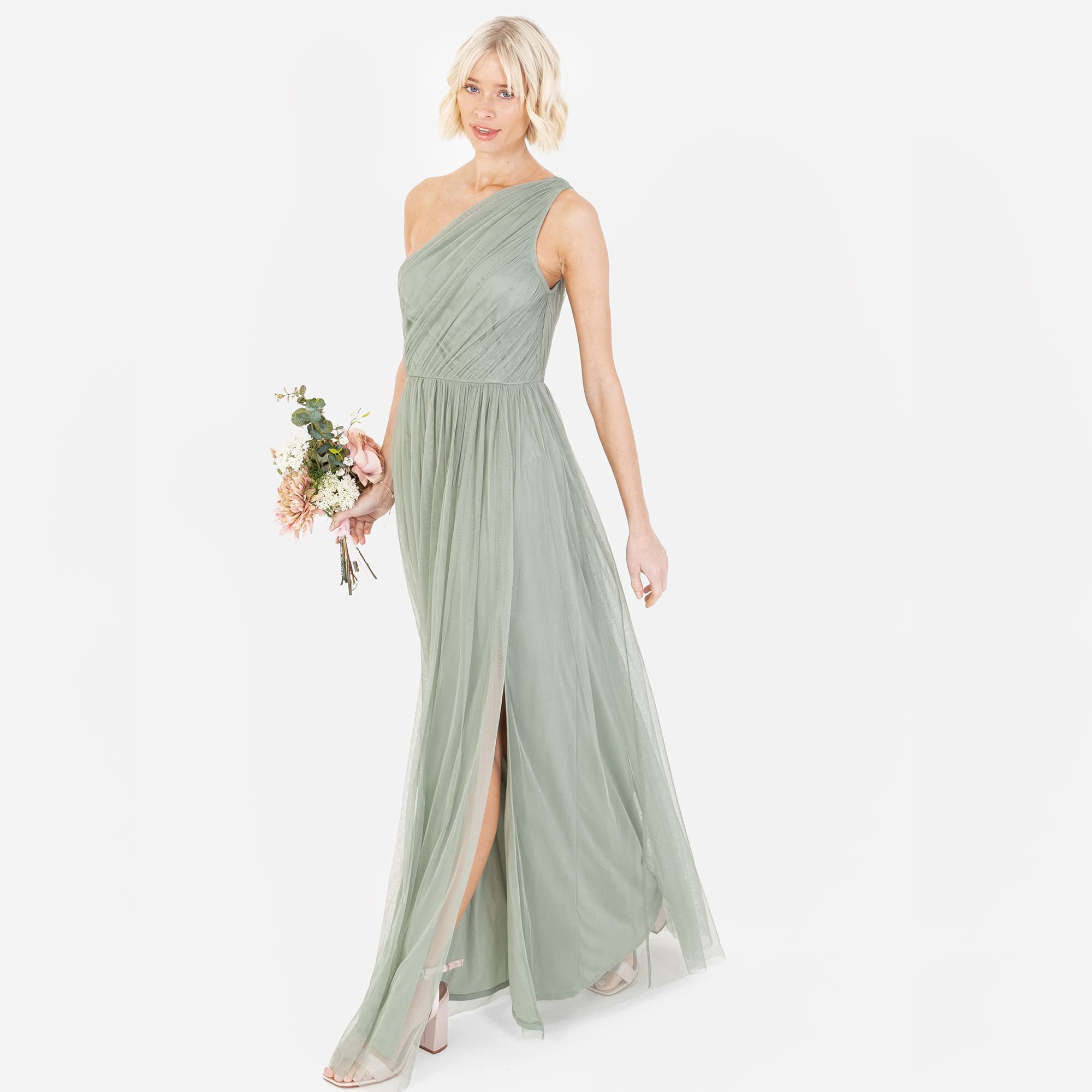Anaya with Love Womens Ladies Maxi One Cold Shoulder Dress with Slit Split Sleeveless Prom Wedding Guest Bridesmaid Ball Evening Gown Vestido para Mujer