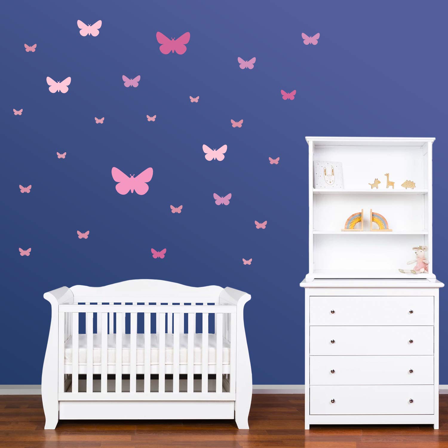 PREMYO 25 Vlinders Muurstickers Kinderkamer Meisje Jongen - Muurtattoo Stickers Babykamer Zelfklevend Wit