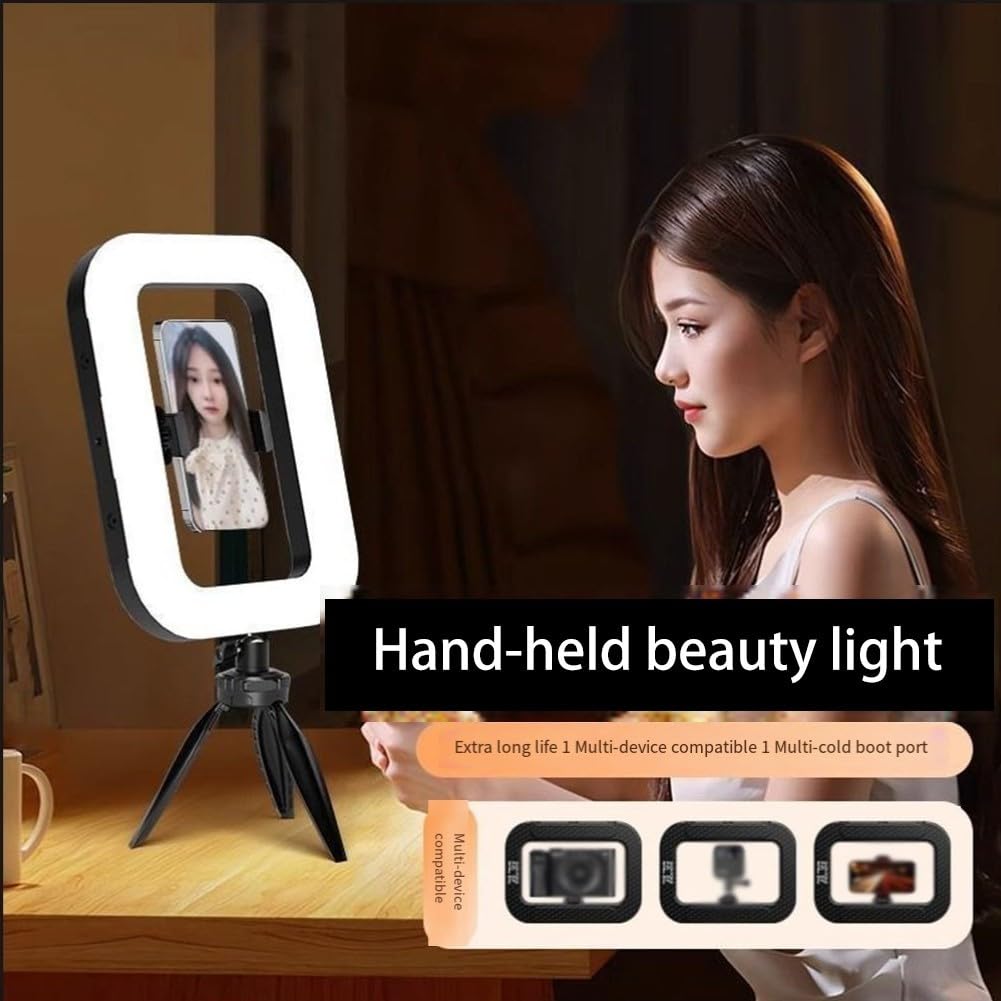 Luce ad anello portatile con batteria ricaricabile da 6600 mAh regolabile Bicolor LED Luce di riempimento Fotografia-Illuminazione per Smartphone Video