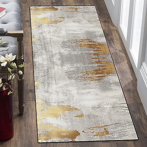 Tapis de couloir géométrique en velours cristal lavable