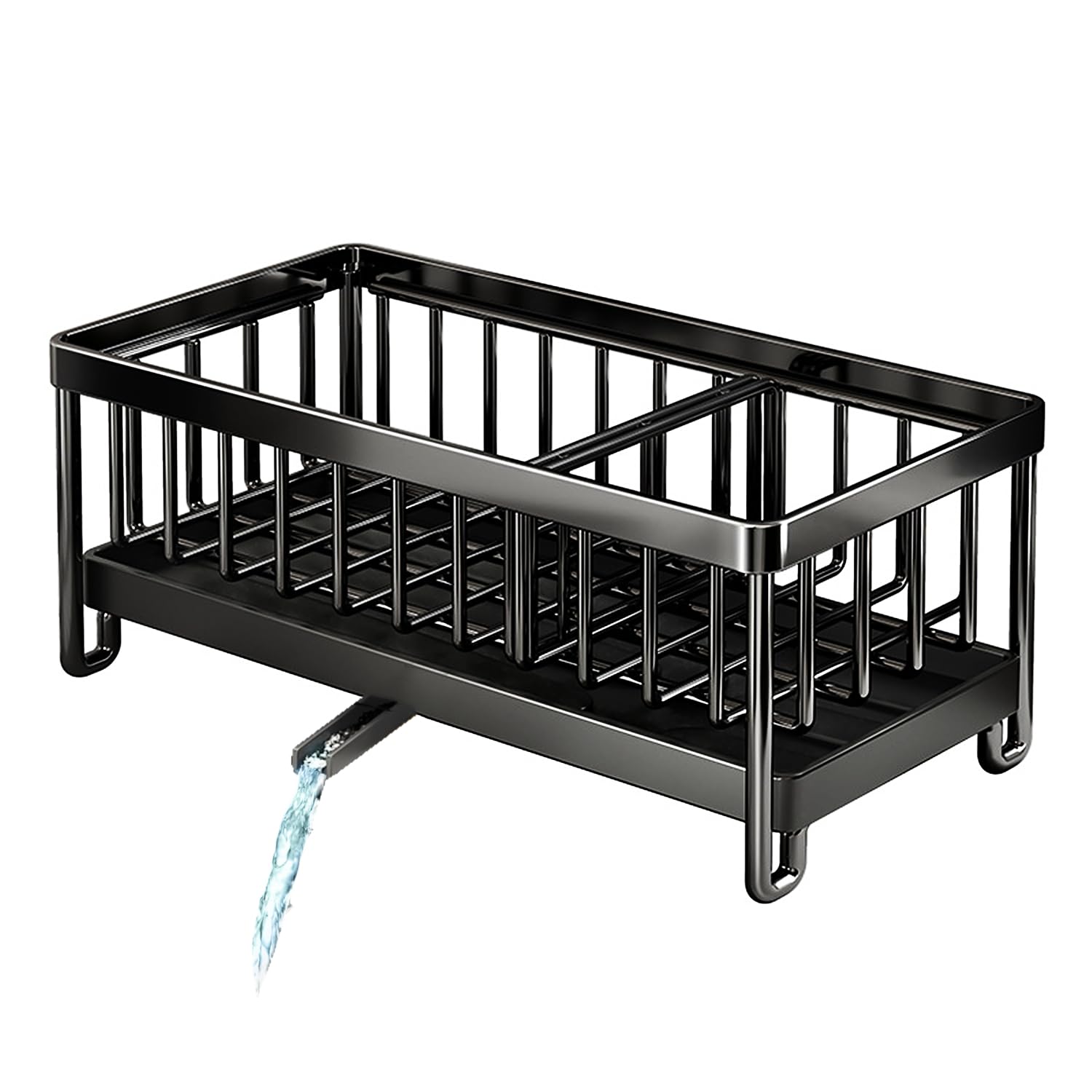 Latawon Black Kitchen Sink Organizer,Sink Caddy Sponge Holder For Kitchen Sink With Removable Drip Tray,Stainless Steel Countertop Kitchen Caddy,Brush Rack Dishrag Dishcloth Holder Rack