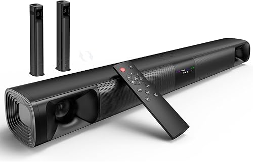 WebsLand Sound Bar for Smart TV, 80W 2.0 Channel Detachable Soundbar with Optical/ARC/AUX/Bluetooth, Surround Sound System for Home Theater, Wall Mountable or Desktop TV Speaker.