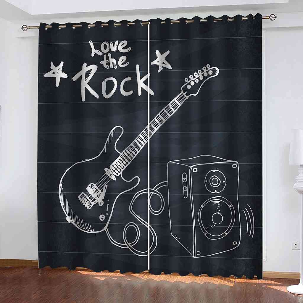 Rideaux occultants pour chambre d'enfant au motif de guitare électrique 200x214
