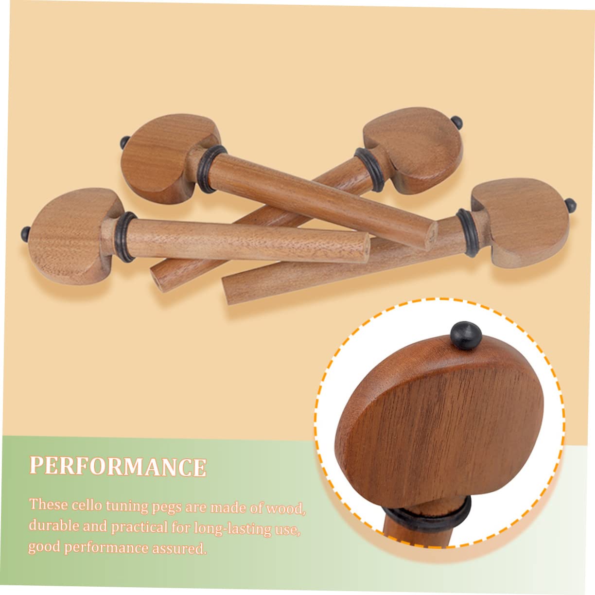 ibasenice 4pezzi Piroli Per Violoncello Legno Massello Accessori Professionali Per Strumenti Musicali Facili Da Usare Per Sintonia Perfetta e Chiara