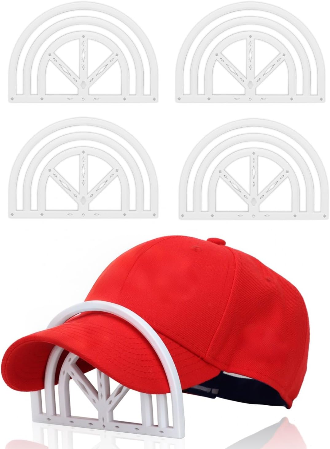 Hat Brim Bender - Easy Baseball Cap Bill Shaper, Visor Curve Tool, Perfect Curving Band for Flat and Curved Brim Caps - Hat Accessories for Men (Pack of 4, White)