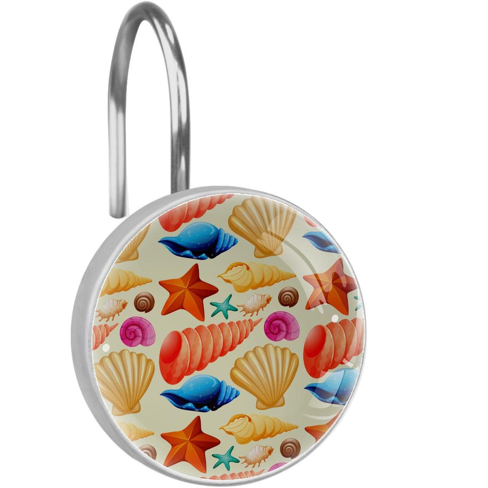 Crochets pour rideau de douche coquillages ambiance bord de mer