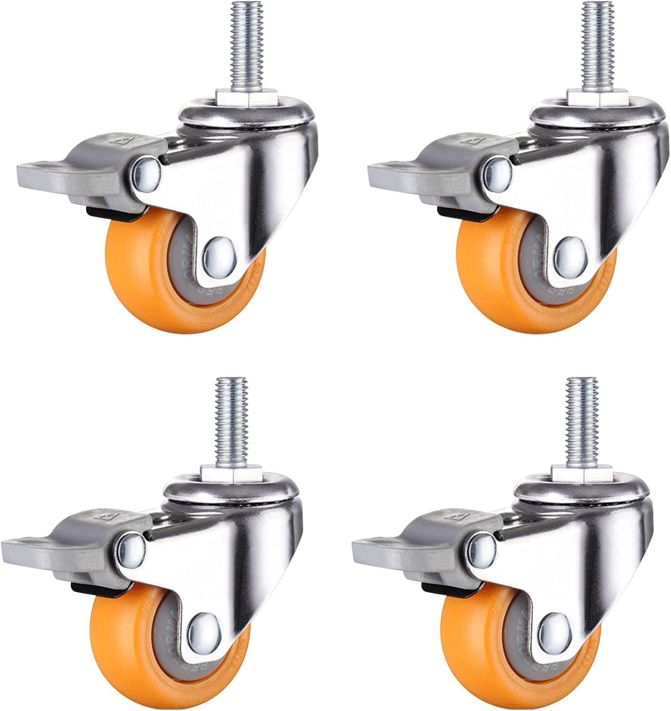 4 Pack Caster Wheels Heavy Duty Swivel Casters with Brakes, 2 Inch