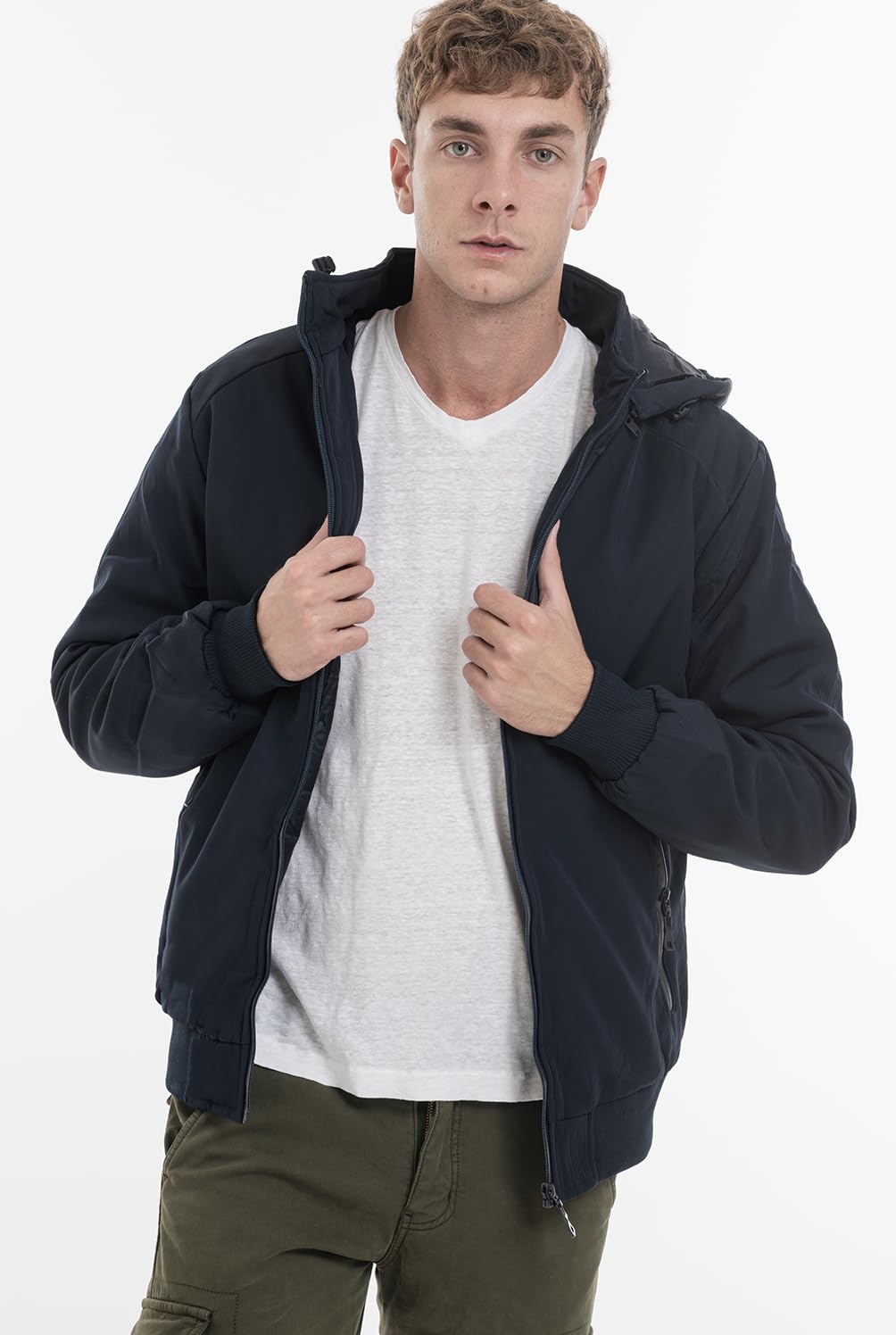 TONY BACKER Giacca Uomo Invernale Softshell Impermeabile Antivento con Cappuccio Staccabile, Giubbotto Cappotto Casual Trekking 3510