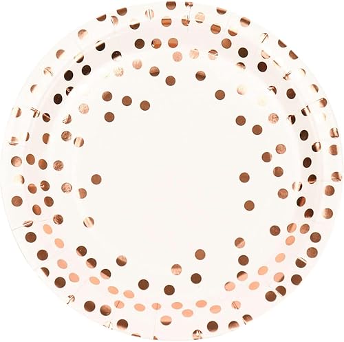 Miniatura 7 de Efavormart - Paquete de 25 platos de papel para cena, de 9 pulgadas, color blanco, metálico, oro rosa, platos desechables para fiestas, 10.58ozm