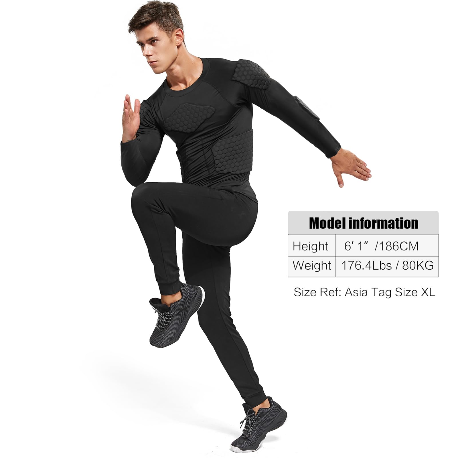 Zicac Maglia da Uomo Imbottita Compressione con Protezione Antiurto, Maniche Corte Maglia Sportiva Equipaggiamento Protettivo Pettorale Protezioni per Esterni/Fitness/Calcio/Basket/Sci/Rugby