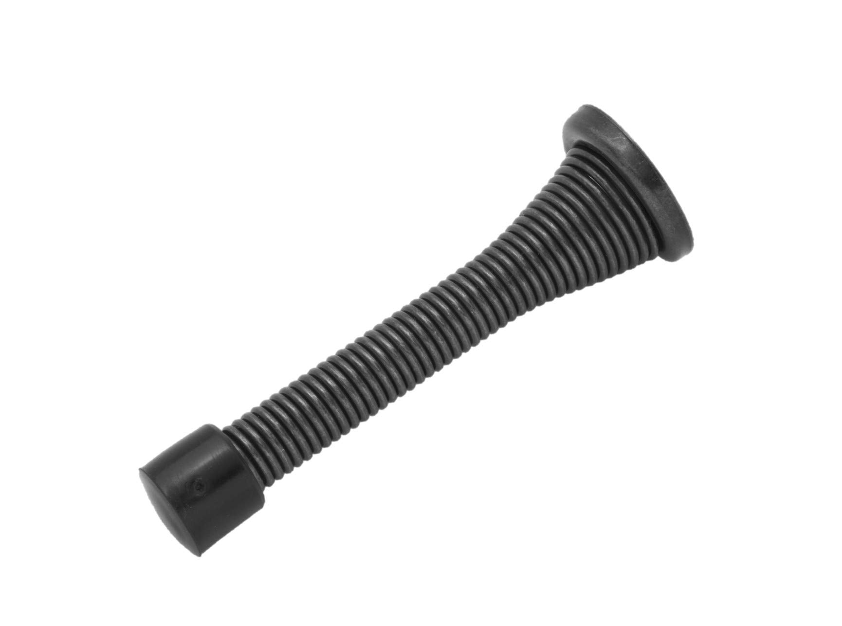 QCAA Flexible Spring Door Stop Bumper, 3-1/8", Steel, Matte Black, 3 Pack, Made in Taiwan