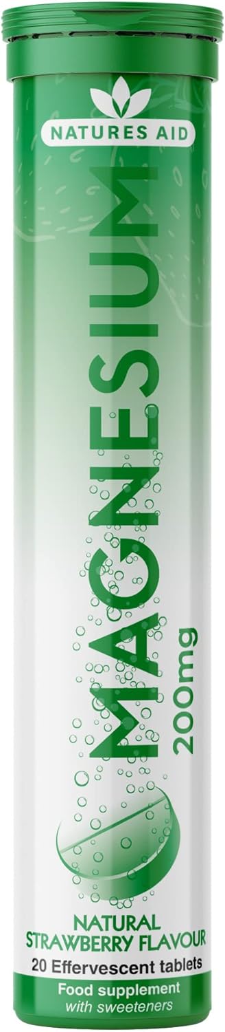 Natures Aid Magnesium Effervescent, Natural Strawberry Flavour, 20 Tablets