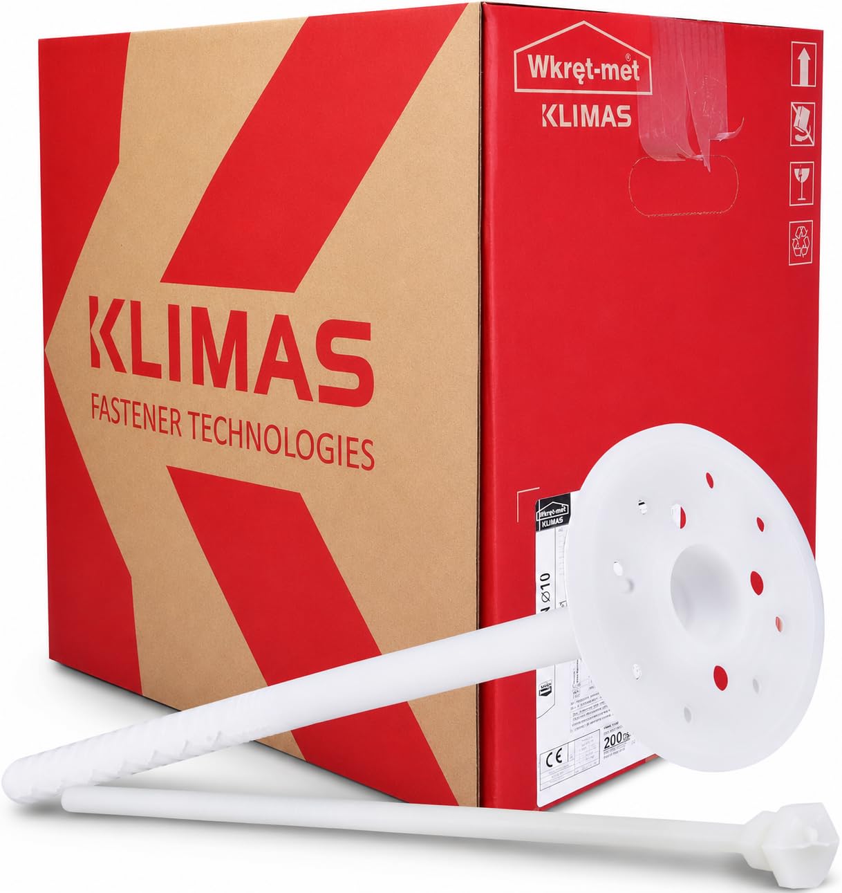Wkręt-Met - Lote de 200 soportes aislantes con zona de expansión larga para placas de aislamiento EPS XPS de plástico, tacos aislantes para ladrillos sólidos, hormigón perforado, color blanco, 10 x