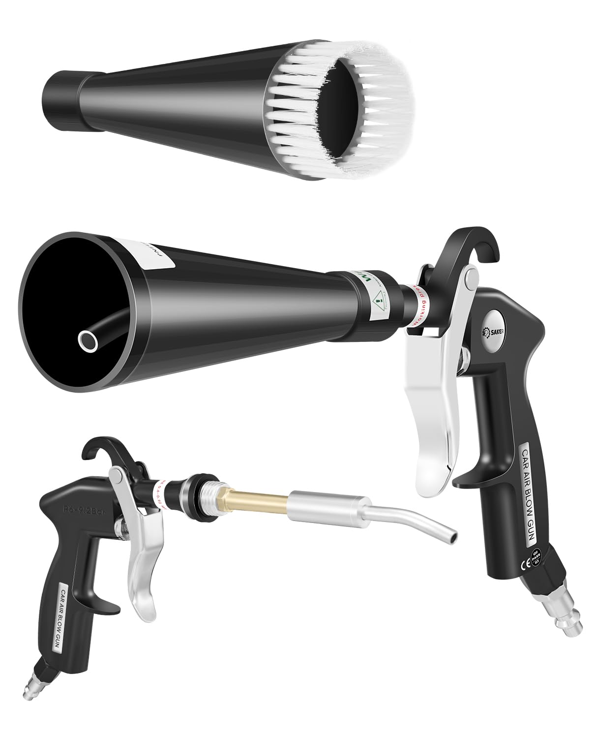 Saker Dry Cleaning Gun,Car Air Blow Gun,Car Cleaning Gun Quickly Removes Surface Dirt and Dust, Air Gun Works with Air Compressor(2 Set Nozzle)