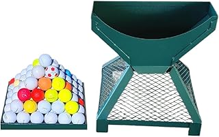 ゴルフボールピラミッドスタッカーとトレイ(セット)、中容量91ボール、カラーグリーン、材質スチール、高耐久、(ボールは含まれていません)。