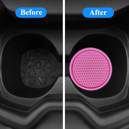 Miniatura 5 de Portavasos para automóvil, paquete de 6 unidades, universal, antideslizante, portavasos para el interior del automóvil, color rosa