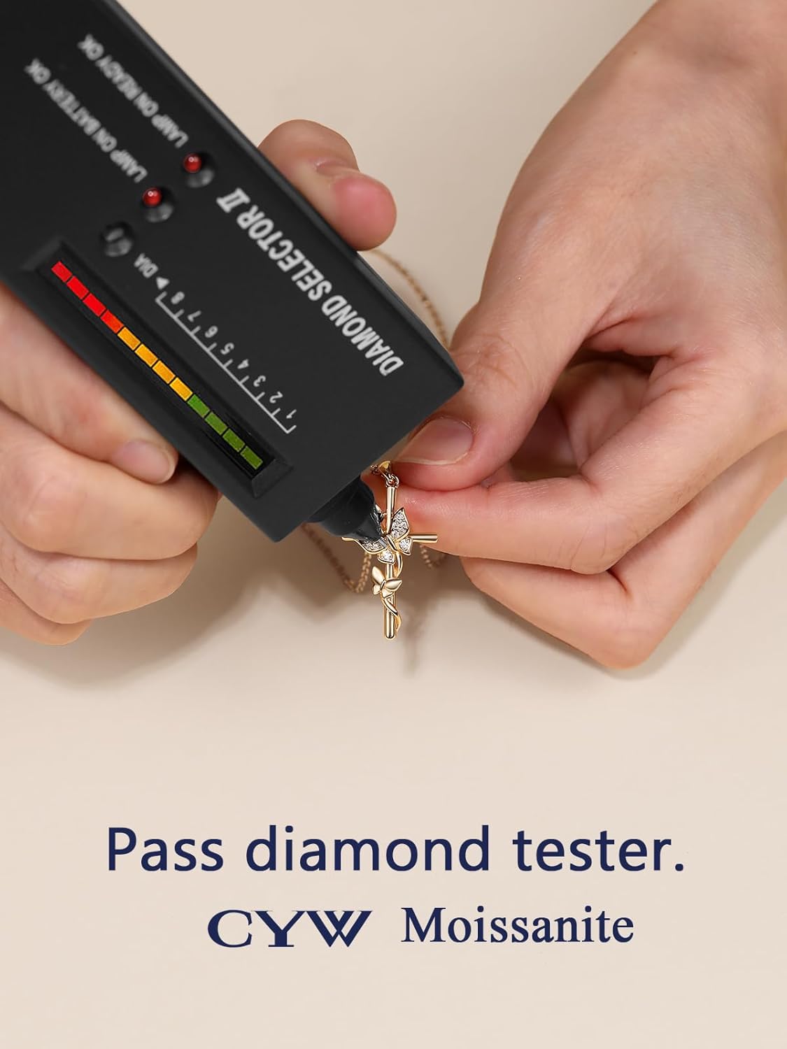 CYW Color-D VVS1 Clarity Moissanite Butterfly Pendant Necklace for Women, Really Authentic Solid 925 Sterling Silver, 16"/18"/20" Adjustable Chain, Anniversary Mother's Day Christmas Valentines Gift - Image 4