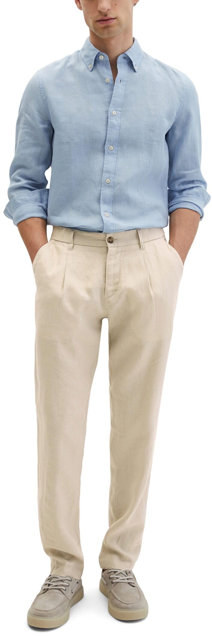 Marc OߴPolo Uomo Camicia in lino con colletto con bottoni shaped fit
