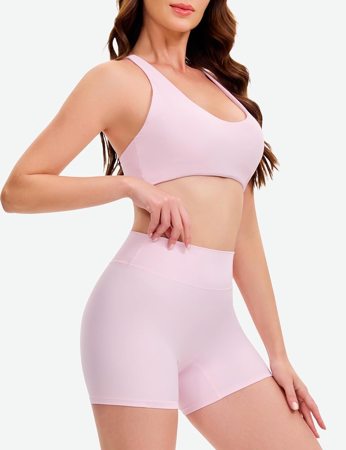 Ieumaz Women's Biker Shorts 5" No Front Seam Mid Waist Buttery Soft Tummy Control Yoga Gym Workout Shorts