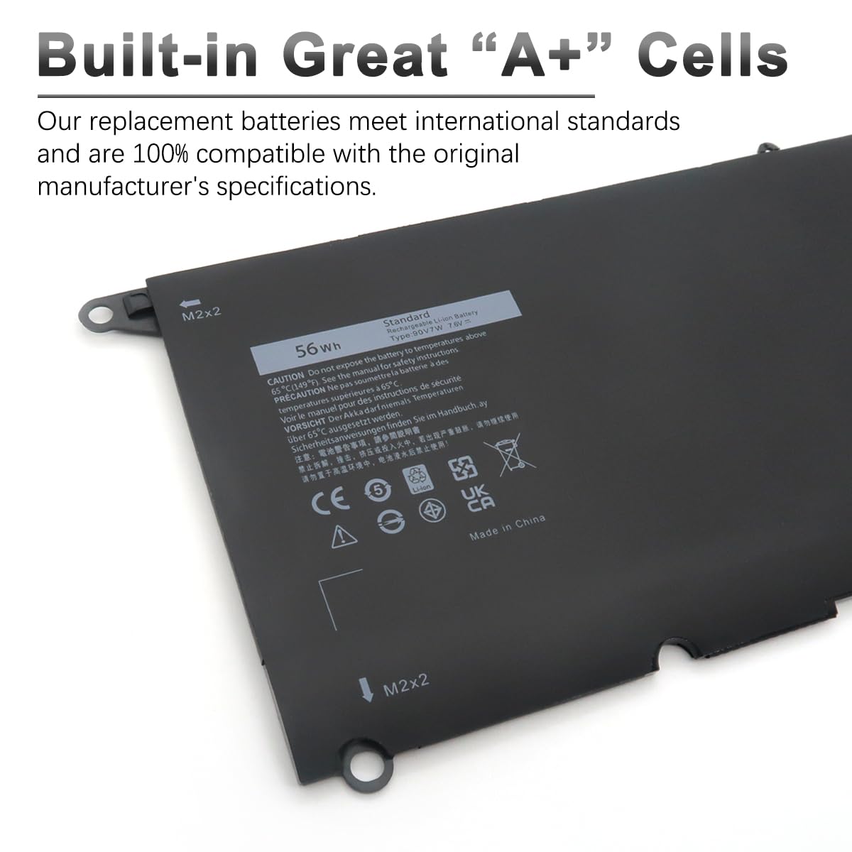 TANCH Laptop-Akku Für Dell XPS 13 (9350, 9343) – 7.6V 8100mAh, Ersetzt 90V7W, JD25G & Mehr