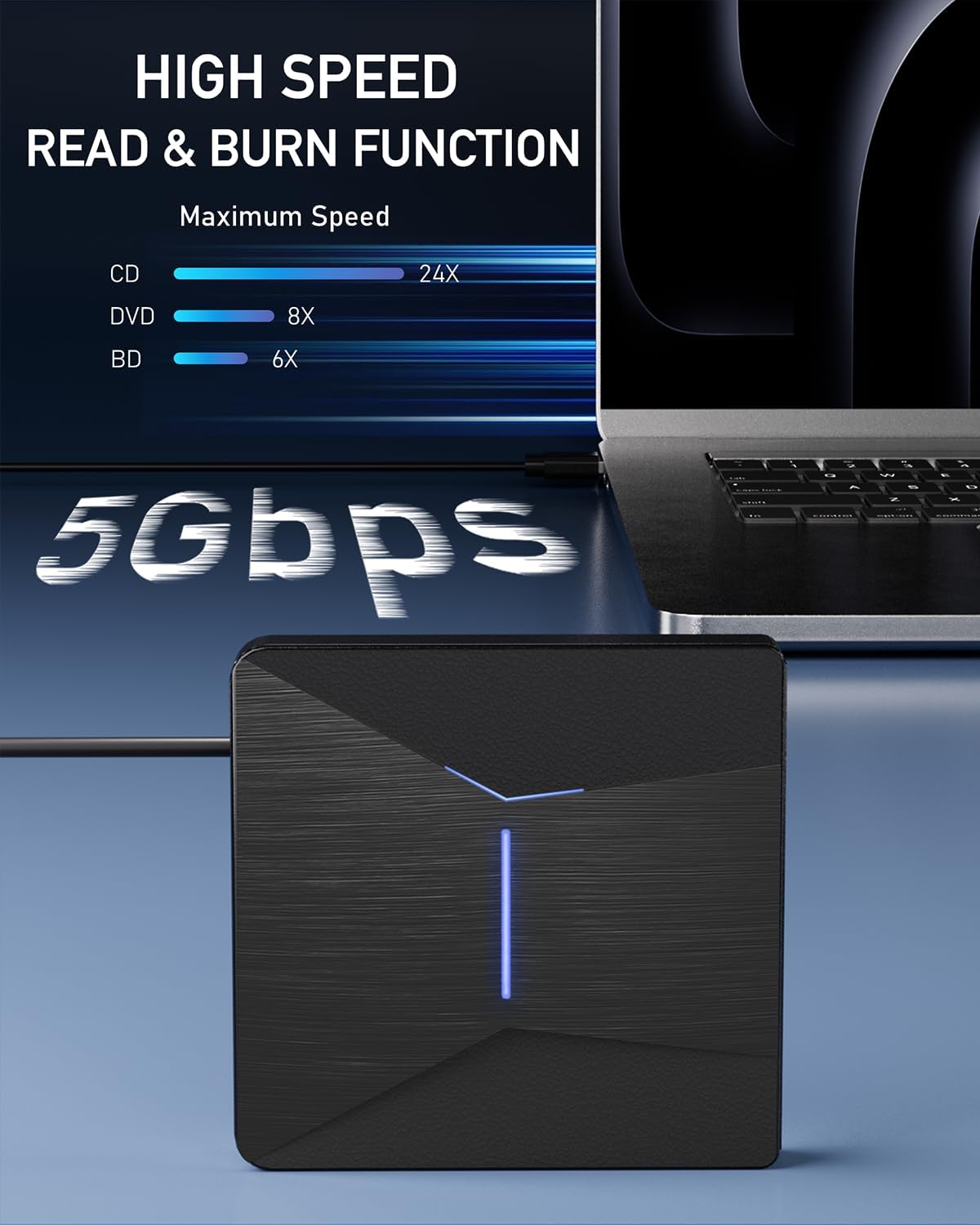 External Blu-ray Drives for Laptop, External Blueray/dvd Drive for PC, USB 3.0 and Type-C Bluray Burner, CD DVD Blu Ray Disc Reader Writer Compatible with Windows XP/7/8/10, Laptop, Desktop, MacOS