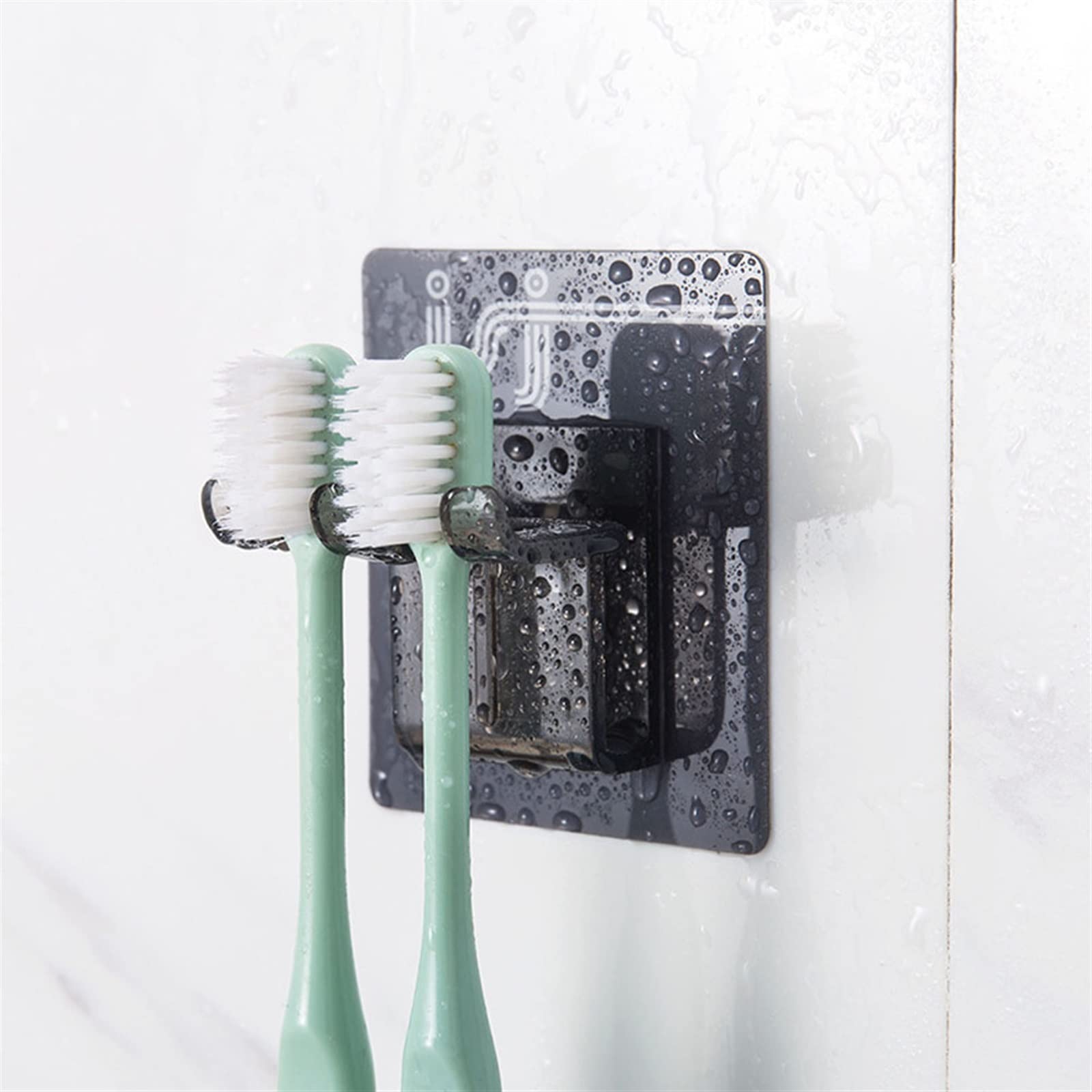 Soportes for cepillos de dientes Almacenamiento de pasta de dientes Estante de pared Soporte for cepillos de dientes Colgador de taza de enjuague bucal Soporte de almacenamiento negro sin perforacione
