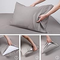 Vista 6 de David's Home Paquete de 2 fundas de almohada refrescantes de verano, fundas de almohada de tamaño Queen, sedosas, suaves, transpirables