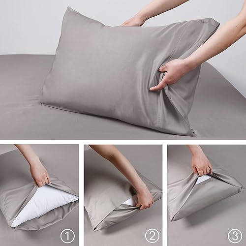 Miniatura 6 de David's Home Paquete de 2 fundas de almohada refrescantes de verano, fundas de almohada de tamaño Queen, sedosas, suaves, transpirables, para