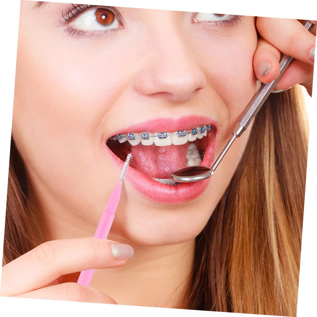 STOBAZA Spazzolini Interdentali Setole Morbide in Acciaio Inossidabile 200 Pezzi Rosa e Manico in Pp, Facili da Pulire per Denti e Gengive per Uso Domestico e Ufficio