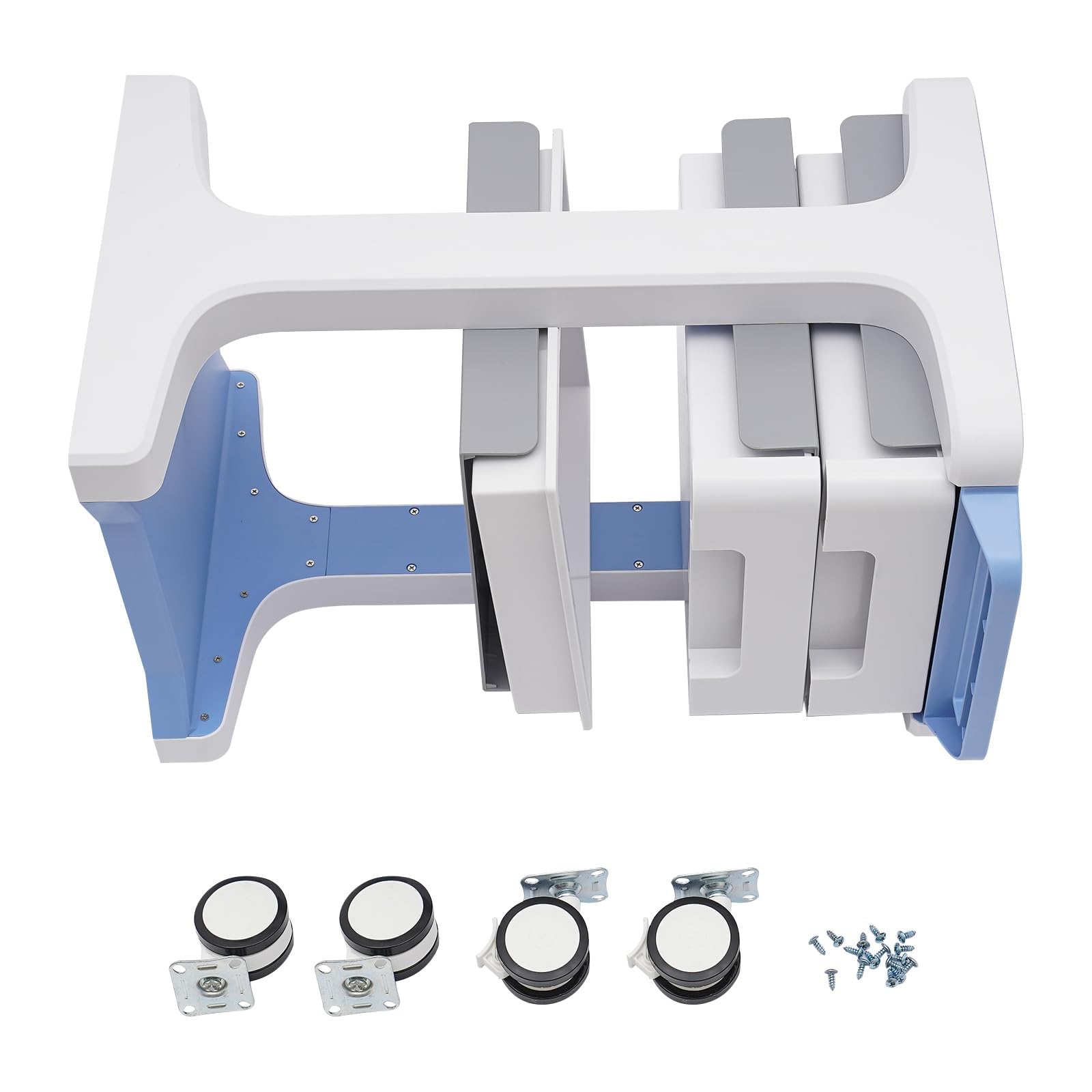 Carrito de 3 Niveles para Uso General, Carrito con Ruedas para salón de Belleza con 2 gabinetes de Almacenamiento y Ruedas, Carrito con Ruedas para Equipos médicos de Belleza(Blue)