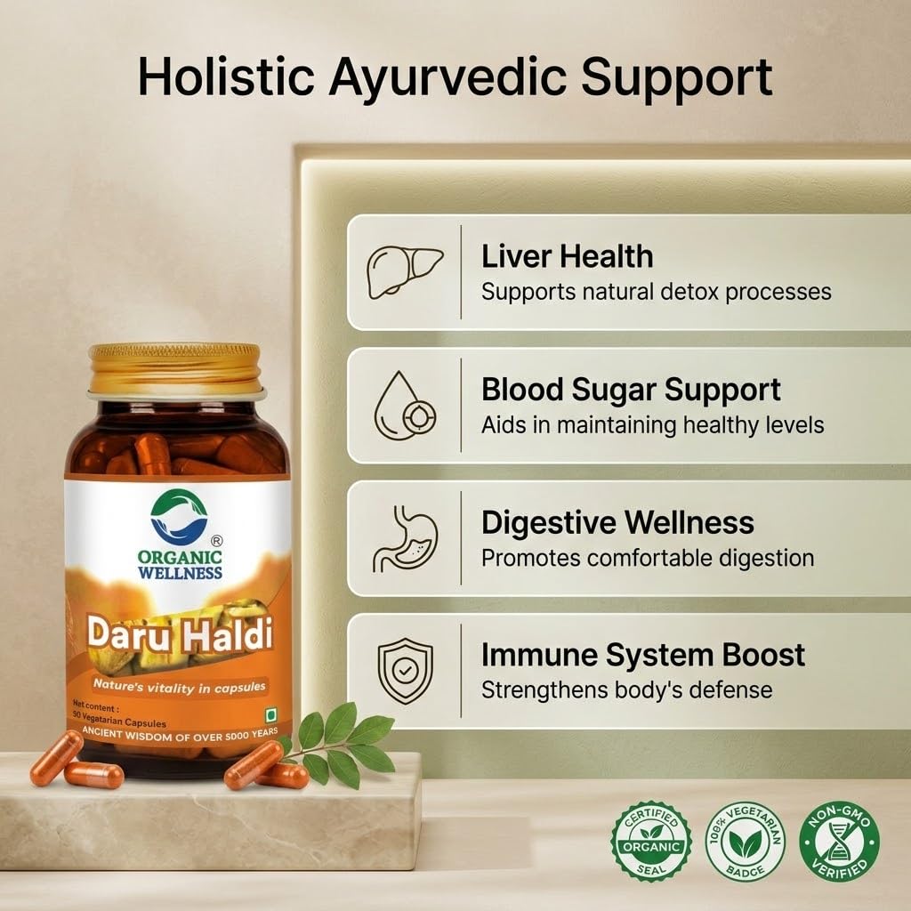 Organic Wellness Daru Haldi Capsule 90 Vegetarian Capsules Indian Berberry Supports Healthy Liver & Kidney Function — Amazon image 3