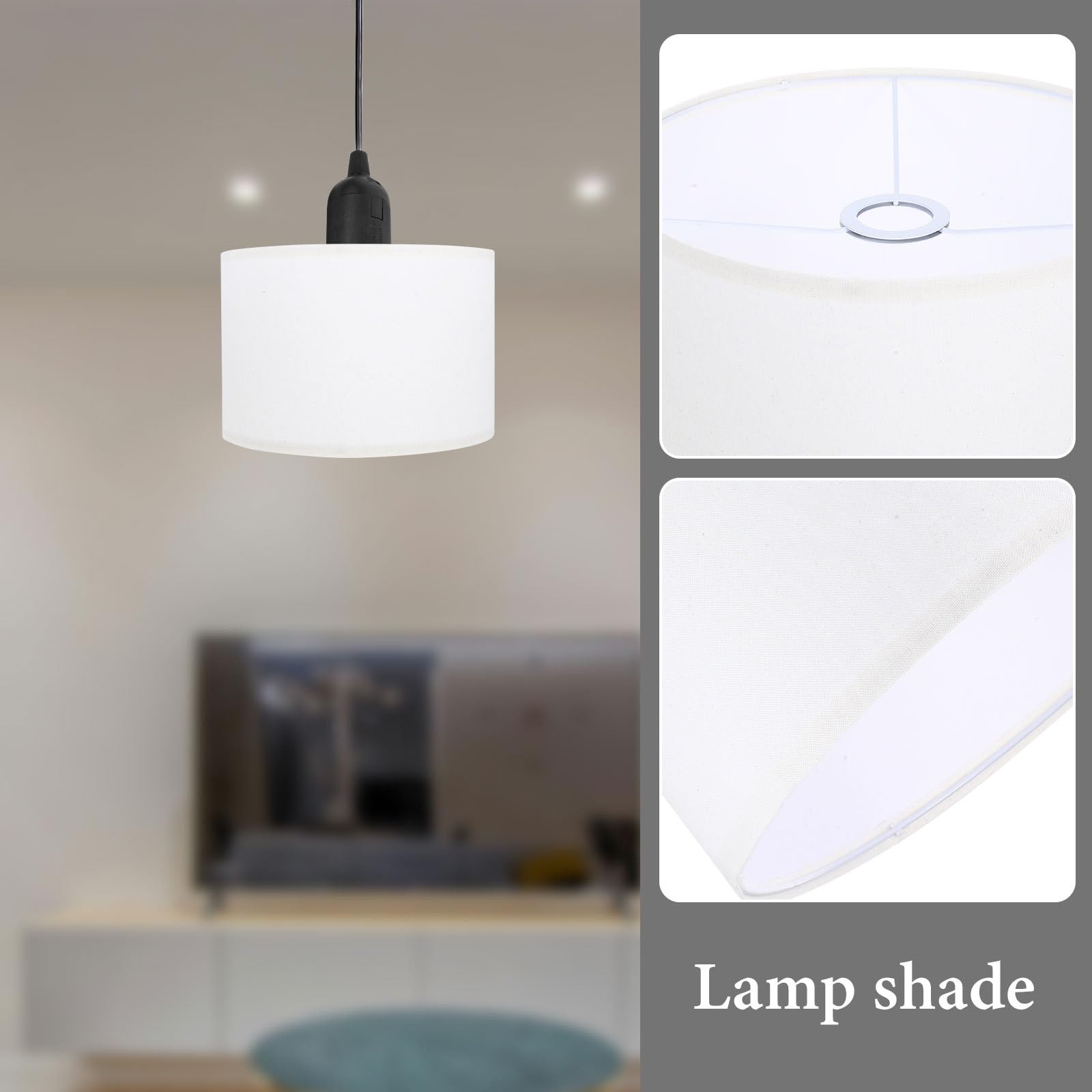 Lampenschirm Abnehmbar und Installieren E27 Stehlampe aus Weißem Stoff mit Zylindrischem Design für Tischlampe und Bürobeleuchtung