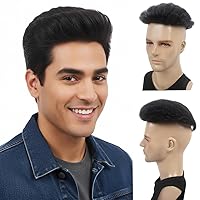 Vista 16 de H&Bwig Extensiones de cabello corto para hombre, extensiones de cabello marrón con pinzas para cubrir el cabello de pérdida blanca