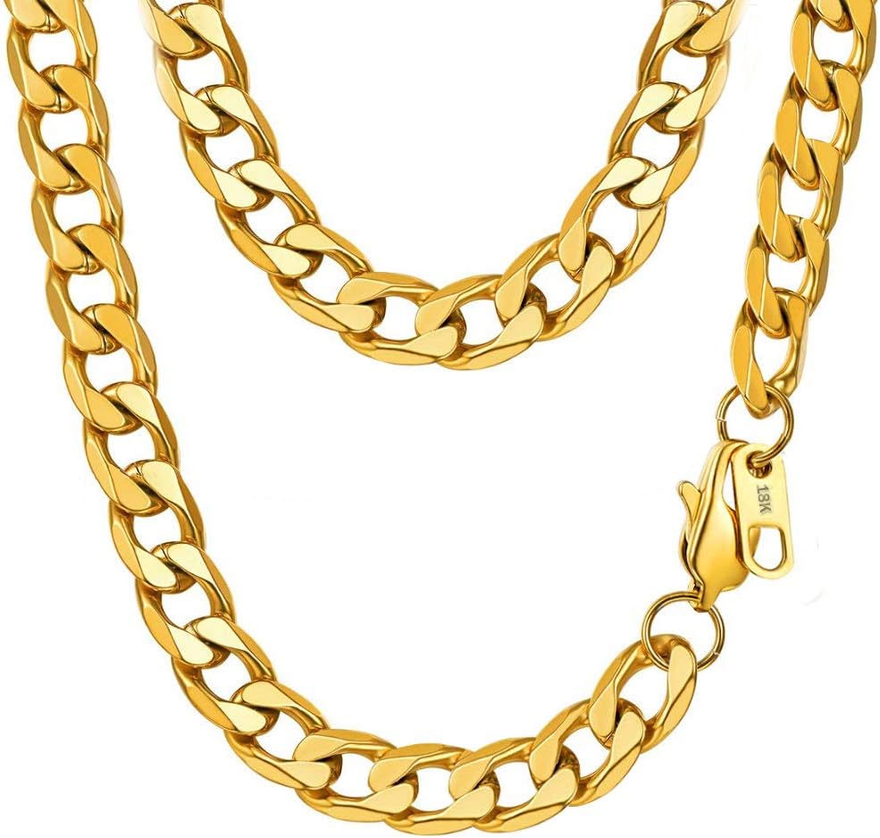 MING KUO18K Faux Gold Chain Hip Hop Necklace, 90s Punk Style Necklace Costume Stainless Steel Jewelry (24 inches, 10mm) (Gold) …