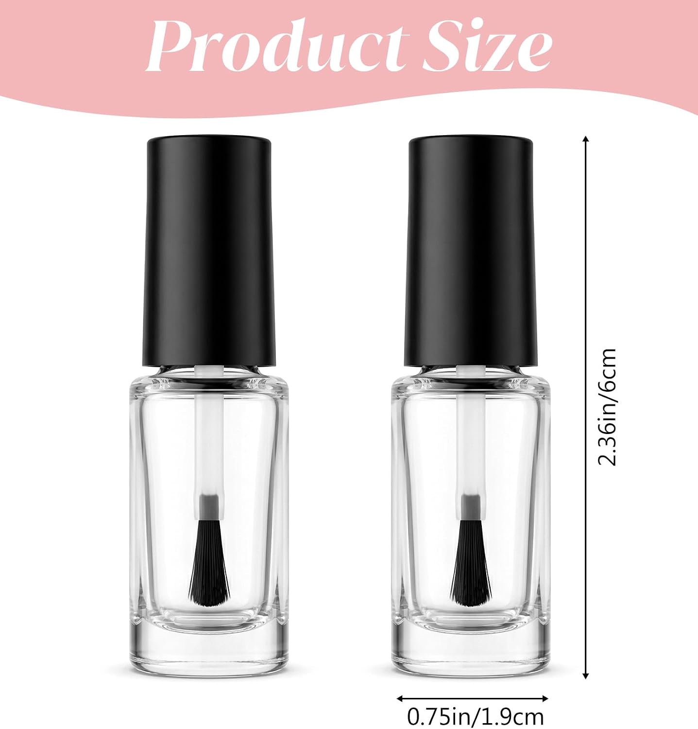 2 Pcs Empty Nail Polish Bottles with Brush, 5ML Empty Nail Polish Bottles with Cap Clear Containers for Nails Art Samples