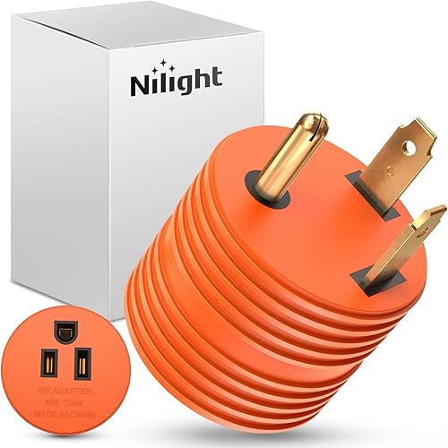 Nilight Adaptador de Corriente para RV de 30 Amperios a 15 Amperios 110 Voltios Enchufe RV de Servicio Pesado TT-30P a 5-15R Enchufe Macho de 30A a