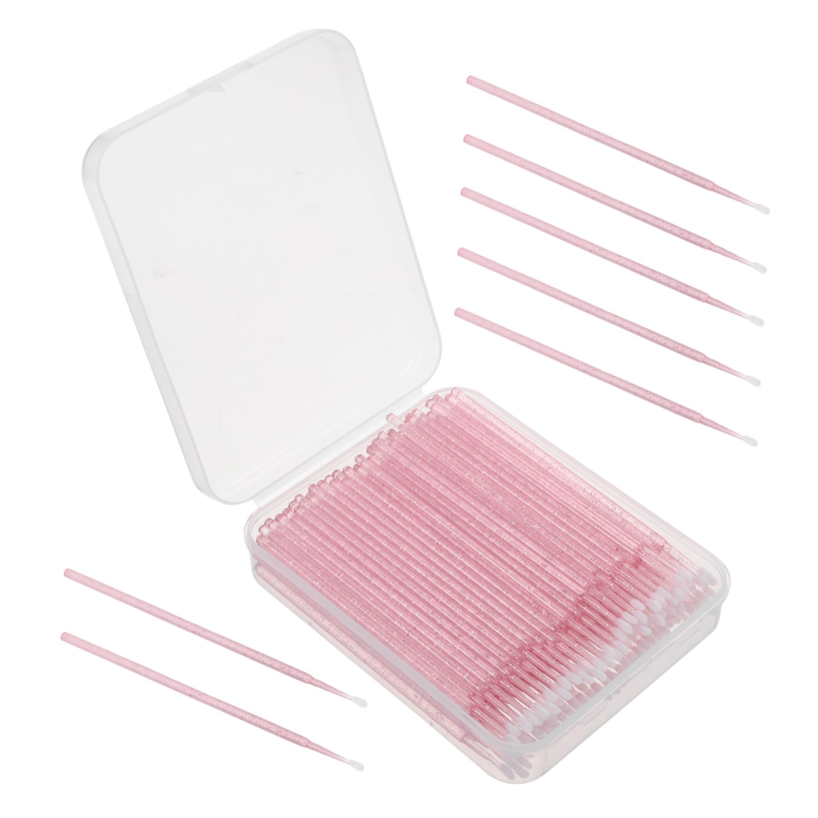 Gogogmee 100pcs Gentle Cotton Tip Nano Swabs Eyelash Extension Makeup Applicator Brush Portable Box Crystal Square Design