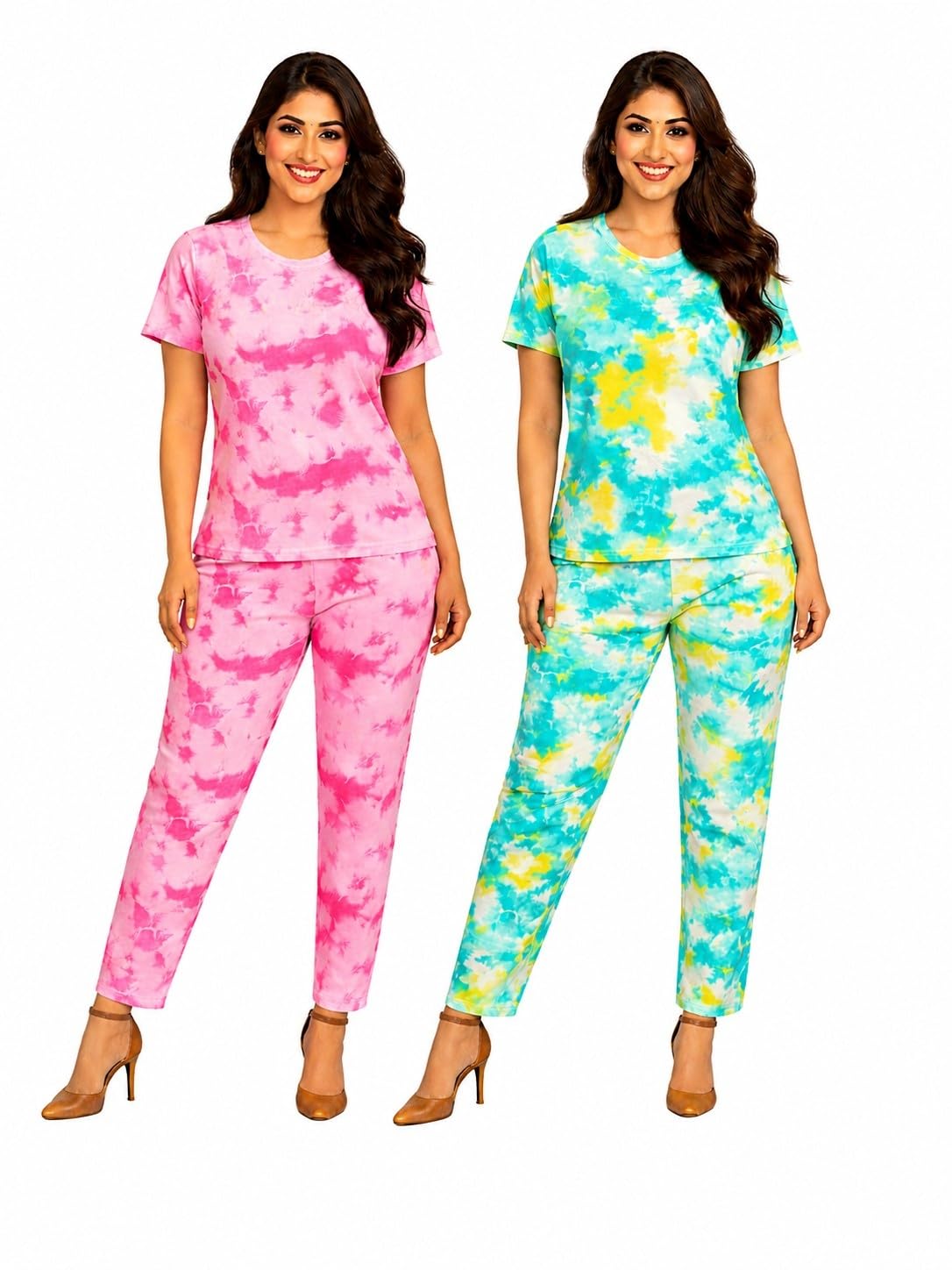 Women's Tie-Dye T-Shirt and Pyjama Set, Pack of 2-picture-16