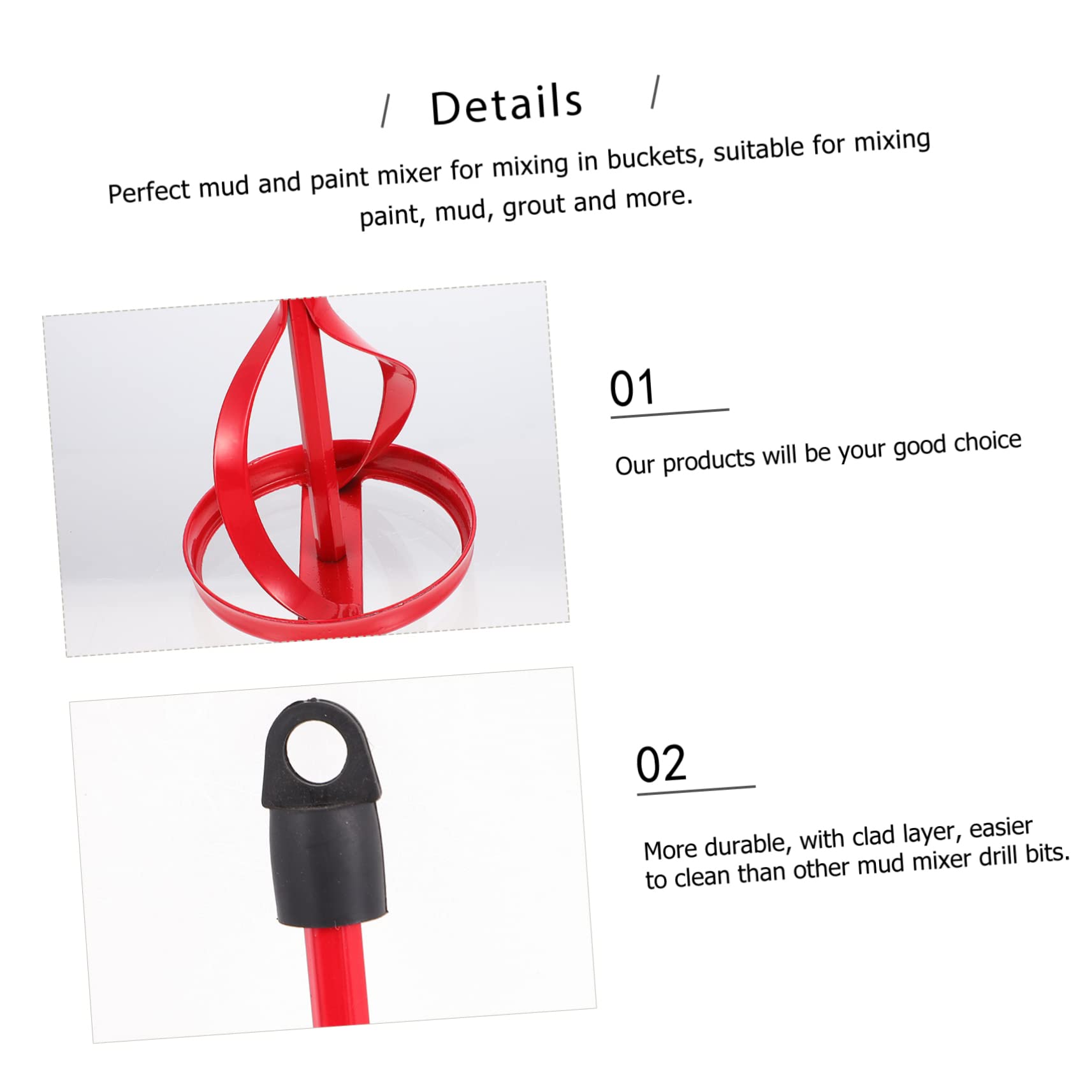 HOLIDYOYO Drill Mixer Paint Stirrers Set 40x8.5cm Paint Mixing Stick Sturdy Cement Mixing Paddle for Concrete