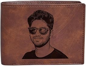 Personalised Photo Wallet for Men, Vegan Leather RFID Protected Purse with Custom Picture and Name, 5 Card Slots Coin and ID Window, Slim Minimalist Gift for Husband Boyfriend and Dad