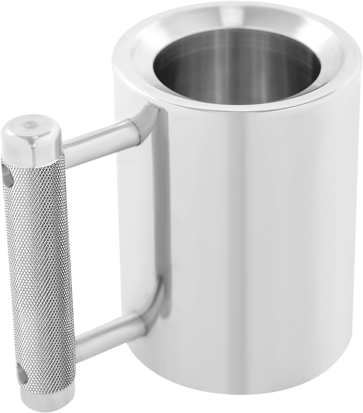 Heavy Mug 18 LB Weighted Mug, 304 Stainless Steel Dumbbell Fitness Cup with Non Slip Handle for Home Gym Arm Strength Training and Coffee Lover Gift Silver